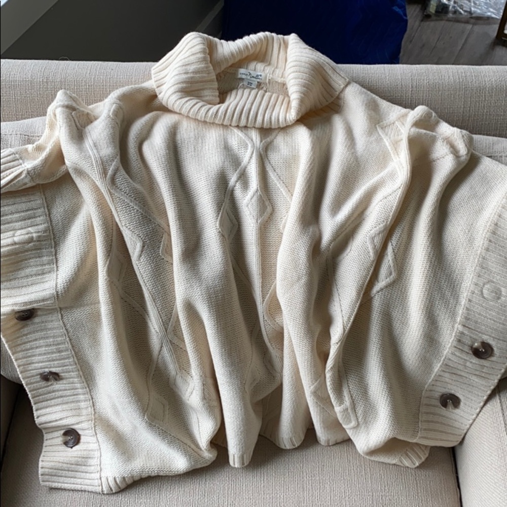 Cream cowl neck poncho